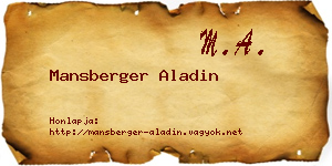 Mansberger Aladin névjegykártya